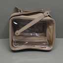 Clear Cosmetic Bag 2 Layer Travel Toiletry Bag Clear Makeup Bag Case with 4 Compartments, Transparent Travel Bag for Toiletries, Large Toiletry Bag for Women Cosmetic Case (Stone)
