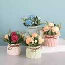2 PCS Mini Hygrangea Artificial Flowers in Vase, Small Centerpiece Table Decorations - Fake Plant in Vase, Faux Hydrangea Flower Decor for Home, Wedding, Office and Party