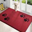 PURRUGS Dirt Trapping Door Mat 34" x 59", Non-Skid/ Slip Machine Washable Microfiber Entrance Rug, Shoes Scraper, Dog Doormat, Super Absorbent Floor Mat for Muddy Wet Shoes and Paws, Red