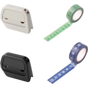 Mini Ceramic Box Cutter with Christmas Gift Wrapping Tape, 2 Safety Ceramic Blades, Small Packaging Cutter for Holiday Gift Boxes, Crafts & Office 2/6/10 Rolls Tape Options