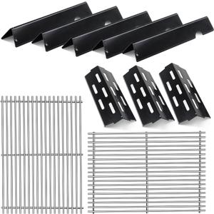 Porcelain-Enameled Grill Flavorizer Bar Heat Plates with 9MM Stainless Steel Cooking Grates Replacement Parts for Weber Genesis II 300 Series E-310 E-315 E-330 E-335 S-310 S-335 Grill Part Replaces
