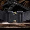 2 x AIKATE Men's Tactical Belt, Heavy Duty 1.5' Nylon Battle Belt with Quick Release Aluminium Buckle, Black, S-XL (Black, XL)