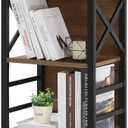 Small Bookshelf,3 Tier Industrial Bookcase with Metal Frame and Backboard,Low Rustic Brown Book Shelf,Book case for Small Spaces,Living Room,Bedroom and Home Office