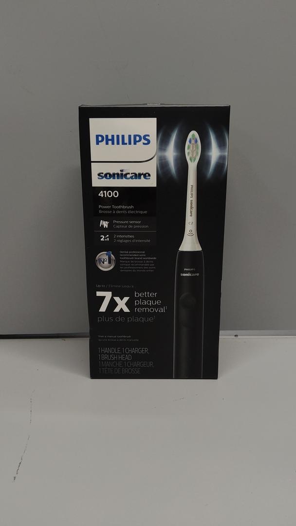 Philips Sonicare 4100 Rechargeable Electric Toothbrush, Advanced Plaque Removal, Pressure Sensor, Includes Brush Head Case, Black BD5003AZ