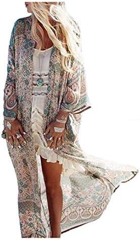 Wander Agio Womens Bikini Cover Ups Beach Casual Dress Coverup Swimsuits Long Cardigan Buttons Chiffon One Size