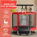 ZCMHAXJ 55" Trampoline for Kids with Enclosure, 440lbs Capacity Indoor & Outdoor Toddler Trampoline with Adjustable Gymnastics Bar & Toys, for Boys & Girls