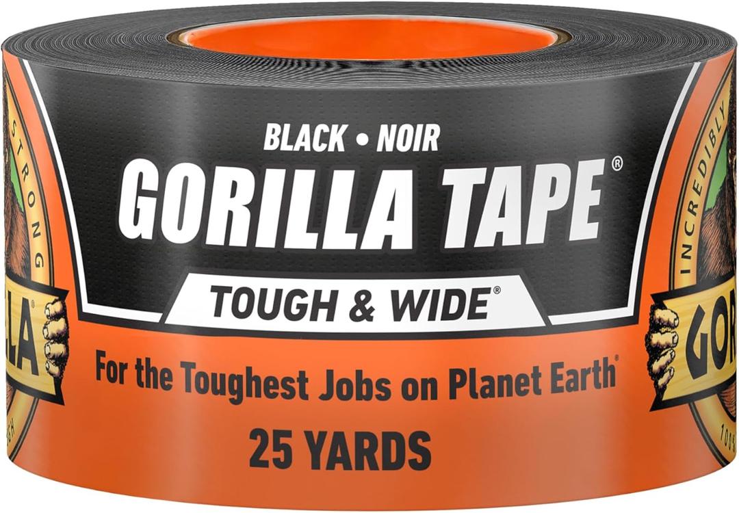 Gorilla Tape Tough & Wide, Black Tape, 2.88" x 25 yd (Pack of 1) - Heavy Duty and Weather Resistant for Indoor or Outdoor