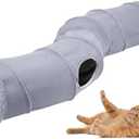 TiLanmiy S-Shape Collapsible Cat Play Tube Toys with Plush Ball, Indoor Play Tunnel for Puppy, Kitty, Kitten, Rabbit