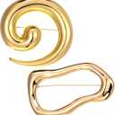 2Pcs Geometric Brooch Pin Round Spiral Irregular Lapel Pins Minimalist Gold Large Vintage Brooch Suit Accessories for Women Men Dress Shirt Wedding Party Jewelry