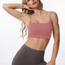Sports Bras for Women Spaghetti Strap Padded for Yoga Running Gym Workout, Wireless Scoop Neck Bras Crop Tank Top (Pink, L)