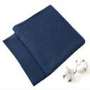 TREELY 100% Cotton Knitted Throw Blanket for Couch Chair Bed Home Decorative, Soft & Cozy Knit Throw Blanket(50"x60", Navy Blue)