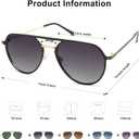 SOJOS Trendy Aviator Polarized Sunglasses for Women Men Retro Shades Classic Metal Sun Glasses SJ1204A (Black&gold/Grey Lens)