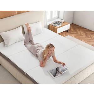 BedLuxury 3 Inch Tri Folding Mattress Queen Size with Storage Bag, Foldable Memory Foam Topper Portable Floor Guest Bed with Removable Cover, Breathable Washable