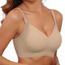 As Fairy Womens Full Coverage Push Up Bras with Support and Lift Velvet Silhouette Wireless Everyday Bralettes (Small, Beige)