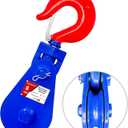 8 ton Snatch Block with Hook, 6" Sheave 3/4" Inch Wire Rope Snatch Block, 17,600lbs Snatch Pulley for Rollback Wrecker Car Hauler Winch