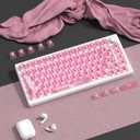 Dagaladoo Pink Clear Keyboard keycaps,Transparent keycaps 60 75 100 Percent,Ceramic Jelly Key caps Set,Shine Through Crystal caps,MDA Profile Key caps for Mechanical Keyboard(115Key)