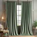 MIULEE Sage Green Velvet Curtains 90 inches 2 Panels - Pinch Pleat Luxury Room Darkening Window Drapes for Bedroom Living Room Thermal Insulated Super Soft Blackout, Back Tab Rod Pocket, W52 x L90