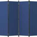 Room Divider, 4 Panel Folding Privacy Screen, 88 Portable Separating with 3 Metal Feet, Partition Room Dividers, Lightweight Freestanding Wall Divider Screen for Office Bedroom Hospital(Blue)