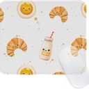 Seorsok Cute Milk & Egg Patterns Mouse Mat,Premium Textured Mouse Pads for Office Laptop,Washable Square Cute Mousepads with Extended Stitched Edges Non Slip Rubber Base 9.5"x7.8"x0.12" Inch,White