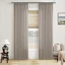TWODRAPES Burlywood Birch Pinch Pleated Linen Curtains 2 Panels for Living Room Bedroom Memory Training Shaped Semi Sheer Pleat Drapes with Hooks Rings Light Filtering Window Curtain 40x92