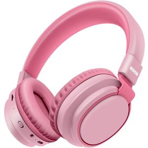 MIDOLA Kids Headphones Bluetooth 5.3 Wireless 60H Play Time Volume Limited 85/110dB Over Ear Foldable Protection Headset/Wired Aux Built-in Mic for Boy Girl Travel School Pad Tablet Pink