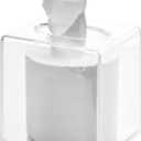 Cq acrylic Roll Tissue Box Holder with Cover Square Facial Tissue Dispenser Box Case for Countertop,Clear Plastic Dryer Sheet Container Napkin Organizer for Bathroom, Kitchen,Home,Square (5.5x5.5x5.5)