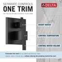 Delta Modern 14 Series Square Rain Shower System Faucet Set, Rainfall Matte Black Shower Head and Handle Set, Valve Trim Kit, 10 Inch, Matte Black 342701-BL