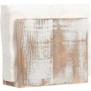 Rustic Wooden Paper Napkin Holder Farmhouse Napkin Storage Dispenser For Tables Kitchen Office Accessories for Restaurants, Dining Home Decor, Nature Vintage Home Gift Bar Decor (washed white)  3"D x 3"W x 5.5"H