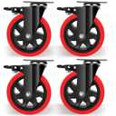 Nefish 6 Inch Heavy Duty Caster Wheels, Industrial Casters Set of 4, Locking Industrial Swivel Top Plate Casters 2600 Lbs, 360 Degree Industrial Grade Casters for Industrial, Furniture, Equipment