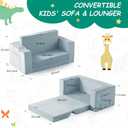 Kids Couch, 2-in-1 Toddler Chair Comfy 1-3 Years, Convertible Kids Chair, Toddler Couch That Fold Out, Kid Lounge Chairs for Boys and Girls Gifts, Kids Recline, Double, Blue