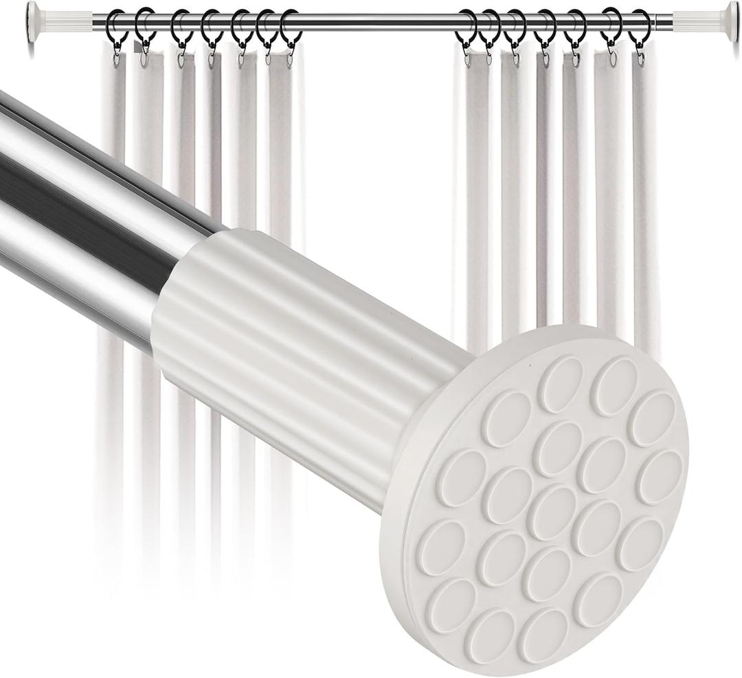 Tension Curtain Rod No Drilling,Adjustable 51-148 In,Stainless Steel | 1.26" Diameter Spring Outdoor Curtain Rod, Rust-Proof, Tool-Free, Easy Install for Bathroom Window Doorway Room Divider Patio