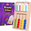 LiKee Slide Puzzle Color Sorting Matching Toys, Airplane Car Travel Busy Board for Toddler NoLoseParts and Portable, Montessori Wooden Educational Toys Board Games for Kids Boys Girls 3+ Years Old