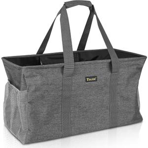 BALEINE Extra Large Utility Tote Bag with Wire Frame for Storage (Gray, 22''x12''x10'')