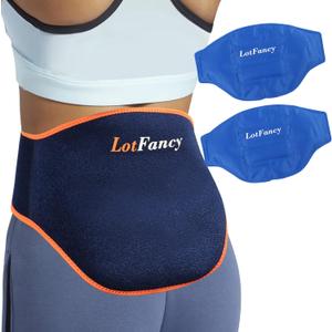 LotFancy Ice Pack for Back Pain Relief, 2 Gel Hot Cold Packs with Wrap for Lower Back Waist Hip Lumbar Abdomen Sciatica Tailbone Pain, FSA HSA Eligible, Reusable Cooling Heating Therapy Compress