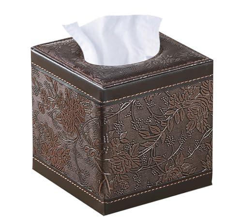 Tissue Box Cover Square,Upgrade 99% Compatible Large Size,Cube Tissue Box Holder for Napkin Facial Paper, Leather Dryer Sheet Dispenser Organizer for Bathroom Vanity Countertop, Night Stand