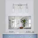 LED Vanity Lights for Bathroom,24" Modern Bathroom Light Fixtures,3-Light Brushed Nickel Bathroom Vanity Light with Crystal Bubble Glass&Clear Glass Shade,Bathroom Lighting Fixtures Over Mirror