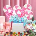 10 Pcs Candy Party Decorations Pastel Lollipop Spray Table Ornaments for Birthday, Baby Shower, Candy Theme Party, Classroom, Wedding Supplies(Pink,Blue)