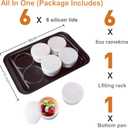 Ramekins Set with 6 Silicone Lids, Mothers Day Gifts Creme Brulee Making Set, Set of 6 Porcelain Ramekins, Oven Safe Covered Bowls & Souffl Ramiken