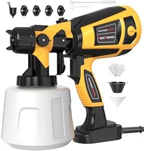 Paint Sprayer 1000W High Power Electric Spray Paint Gun with Adjustable Spray Width Knob, 1400ML Container, 4 Nozzles & 3 Patterns, Easy to Clean for Furniture Cabinets House Painting Black Yellow
