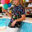 uideazone Mens Funny Hawaiian Shirts 3D Graphic Button Down Short Sleeve Tropical Holiday Beach Aloha Shirt (Large, Flamingo Hibiscus)