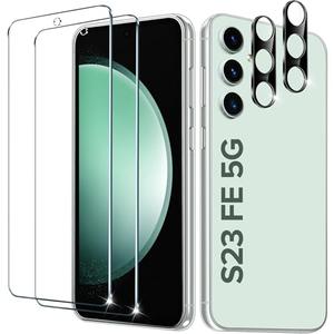 iVoler 2 Pack Tempered Glass for Samsung Galaxy S23 FE 5G 6.4'' Screen Protector with Camera Lens Protector, Anti-Scratch Case Friendly Clear HD Film
