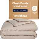 Brooklinen Luxury Percale Duvet Cover 100% Cotton, Cool, Crisp, Extra-Long Corner Ties, Button Closure, Soft & Breathable Machine Washable, Duvet Cover Full/Queen Bed Sizes (Pebble)