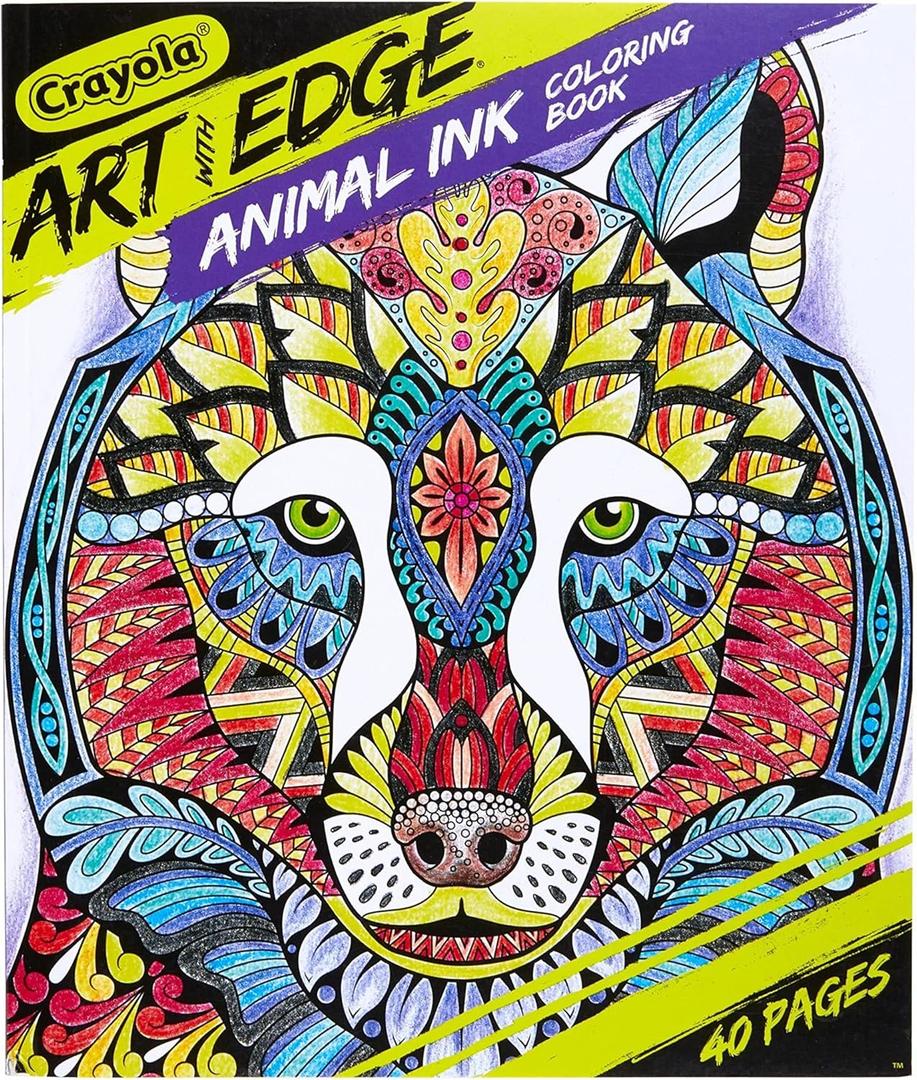 Crayola Art With Edge Jungle Animal Coloring Pages (40pgs), Cute Animals, Mandala Designs, Teen and Adult Coloring Books