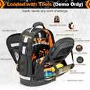 Tool Backpack Bag, HVAC Heavy Duty Construction Tools Backpack for Men, 1680D Professional Level Durable Tool Organizer, with Molded Base & Combination Lock, for Electricians & Home Repair-Version 3.0
