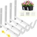 LukLoy Window Planter Box Brackets, 4 Pack Adjustable Heavy Duty Wall Mount Window Flower Boxes Outdoor with Bracket (6 to 12 in), with 70lbs Capacity, White