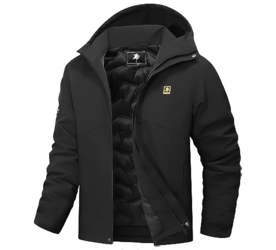 YYCABGTI Men's Warm Winter Coats Waterproof Ski Jacket Windproof Snow Coat Mountain Windbreaker Hooded Raincoat, L