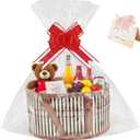 Empty Gift Hampers, 25 Set of Large Woven Gift Baskets with Handles, Pull Bows and Shredded Paper to Fill for Baby Shower, Christmas, Birthday, Wedding