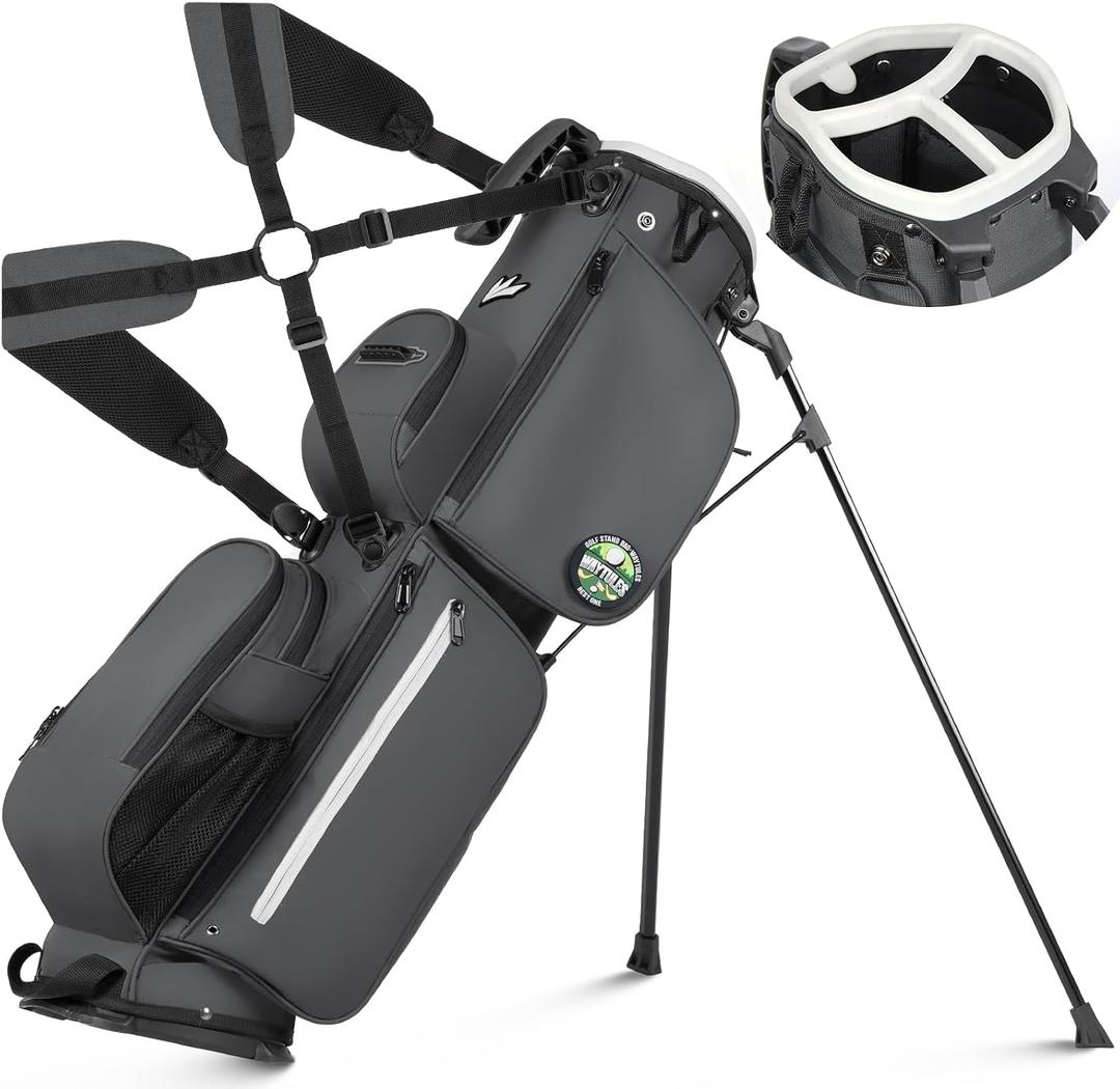 Lightweight 3-Way Golf Stand Bag – Compact Carry/Range Bag for 6–8 Clubs, Top Handle, Dual Strap, Multiple Pockets, Ideal for Practice & Par 3
