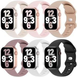 5 Pack Silicone Bands Compatible with Apple Watch Band 38mm 40mm 41mm 42mm 44mm 45mm 46mm 49mm Women Men, Soft Sport Strap Replacement Wristband for iWatch Series 10 9 8 SE 7 6 5 4 3 2 1 Ultra