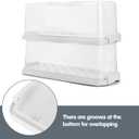 2-Pack Plastic Rectangular Bread Box with Clear Lid, Loaf Cake Keeper, Portable Bread Keeper Storage Container with Handle (White)